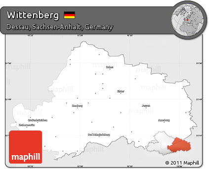 Silver Style Simple Map of Wittenberg, single color outside