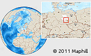 Shaded Relief Location Map of Halle an der Saale, highlighted grandparent region