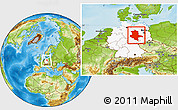 Physical Location Map of Sachsen-Anhalt, highlighted country, within the entire country