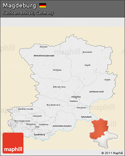 Classic Style 3D Map of Magdeburg, single color outside