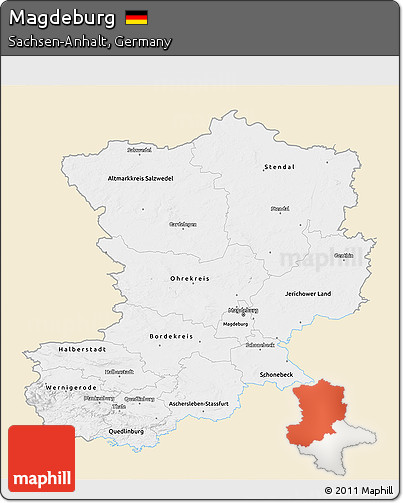 Classic Style 3D Map of Magdeburg, single color outside