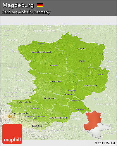 Physical 3D Map of Magdeburg, lighten