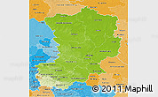 Physical 3D Map of Magdeburg, political shades outside