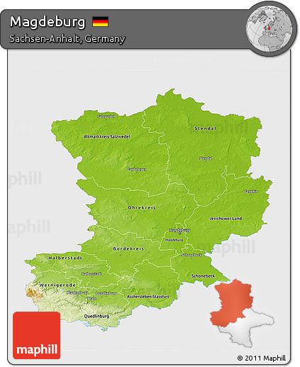 Physical 3D Map of Magdeburg, single color outside