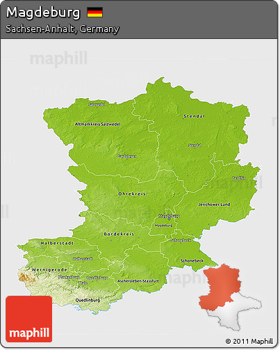 Physical 3D Map of Magdeburg, single color outside