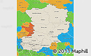 Shaded Relief 3D Map of Magdeburg, political outside