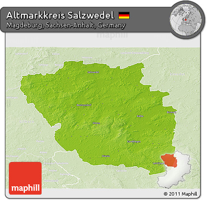 Physical 3D Map of Altmarkkreis Salzwedel, lighten