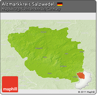 Physical 3D Map of Altmarkkreis Salzwedel, lighten
