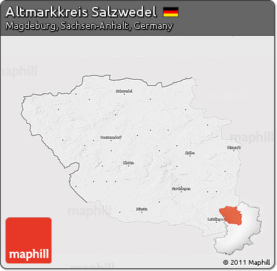 Silver Style 3D Map of Altmarkkreis Salzwedel, single color outside