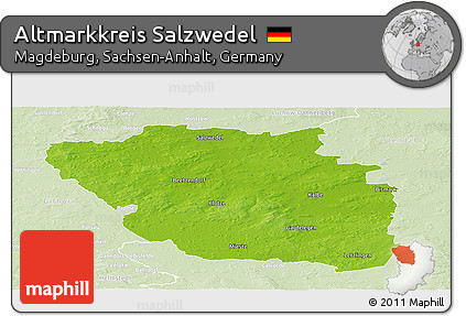 Physical Panoramic Map of Altmarkkreis Salzwedel, lighten