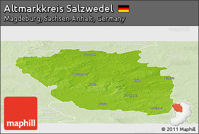 Physical Panoramic Map of Altmarkkreis Salzwedel, lighten