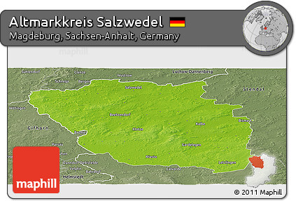 Physical Panoramic Map of Altmarkkreis Salzwedel, semi-desaturated