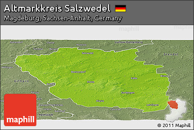 Physical Panoramic Map of Altmarkkreis Salzwedel, semi-desaturated