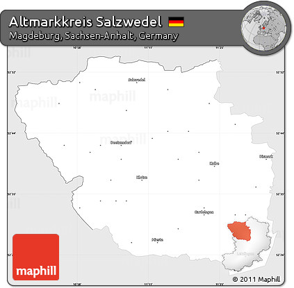 Silver Style Simple Map of Altmarkkreis Salzwedel, single color outside