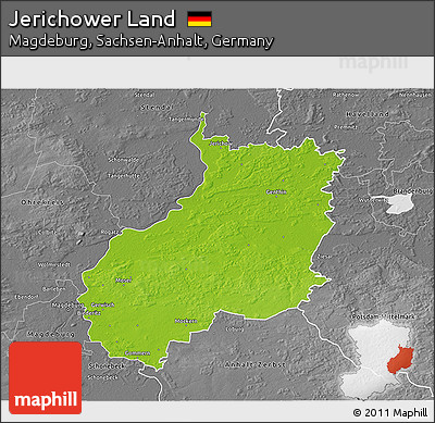 Physical 3D Map of Jerichower Land, desaturated