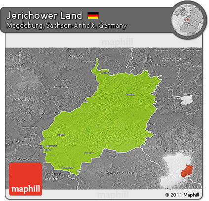 Physical 3D Map of Jerichower Land, desaturated