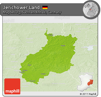 Physical 3D Map of Jerichower Land, lighten