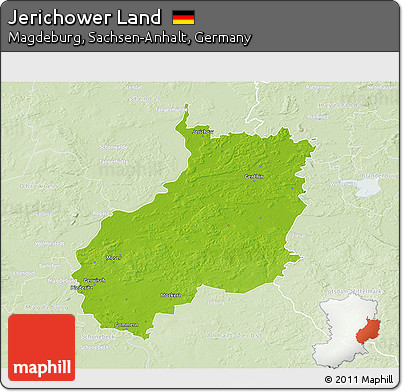 Physical 3D Map of Jerichower Land, lighten