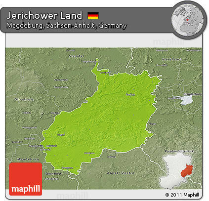 Physical 3D Map of Jerichower Land, semi-desaturated