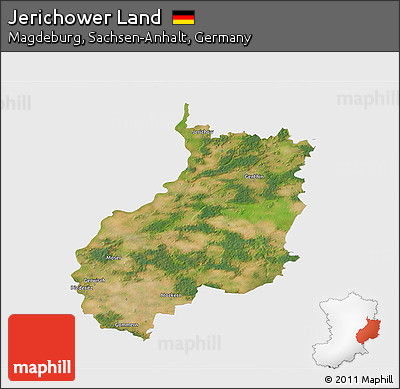 Satellite 3D Map of Jerichower Land, single color outside