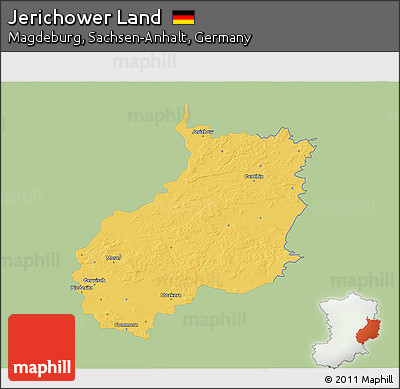 Savanna Style 3D Map of Jerichower Land, single color outside