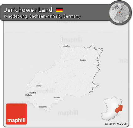 Silver Style 3D Map of Jerichower Land, single color outside