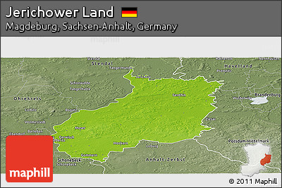 Physical Panoramic Map of Jerichower Land, semi-desaturated