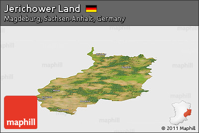 Satellite Panoramic Map of Jerichower Land, single color outside