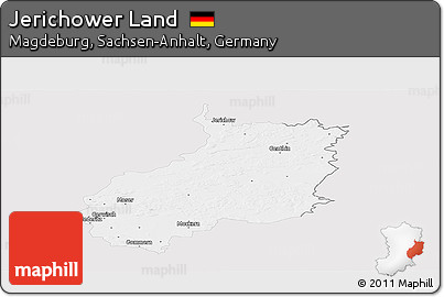 Silver Style Panoramic Map of Jerichower Land, single color outside
