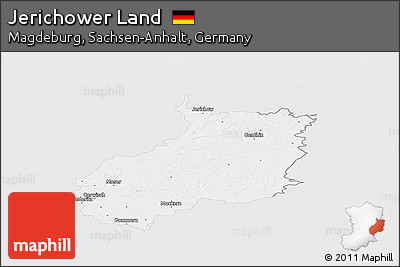 Silver Style Panoramic Map of Jerichower Land, single color outside