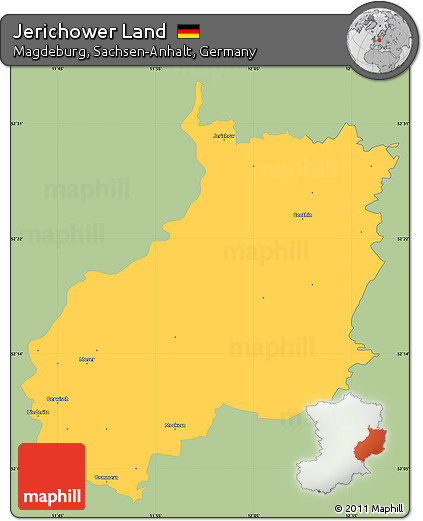 Savanna Style Simple Map of Jerichower Land, single color outside