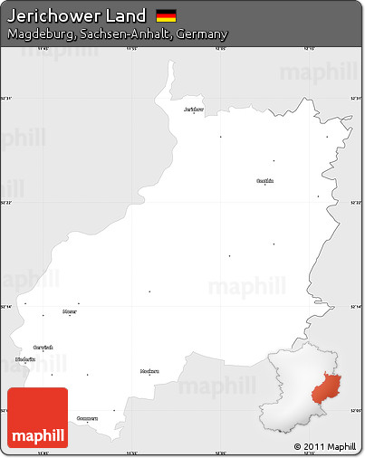 Silver Style Simple Map of Jerichower Land, single color outside