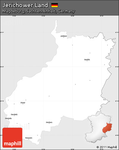 Silver Style Simple Map of Jerichower Land, single color outside