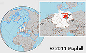 Gray Location Map of Magdeburg, highlighted country, highlighted parent region, within the entire country