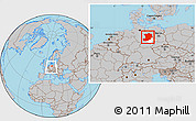 Gray Location Map of Magdeburg, highlighted parent region, within the entire country