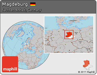 Gray Location Map of Magdeburg, highlighted parent region