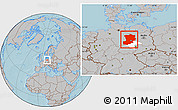 Gray Location Map of Magdeburg, highlighted parent region, hill shading