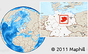 Shaded Relief Location Map of Magdeburg, highlighted country