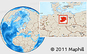 Shaded Relief Location Map of Magdeburg, highlighted parent region