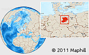 Shaded Relief Location Map of Magdeburg