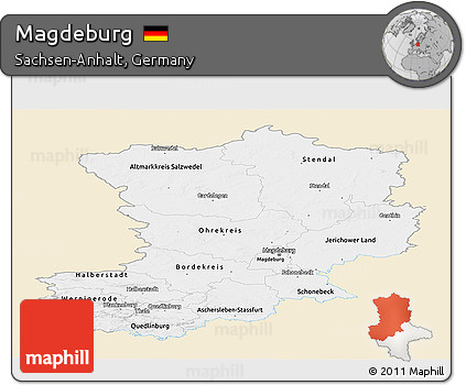 Classic Style Panoramic Map of Magdeburg, single color outside