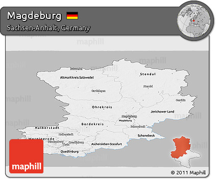 Gray Panoramic Map of Magdeburg, single color outside