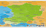 Physical Panoramic Map of Magdeburg, political shades outside