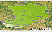 Physical Panoramic Map of Magdeburg, satellite outside