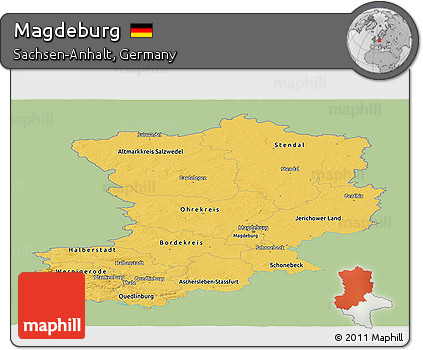 Savanna Style Panoramic Map of Magdeburg, single color outside