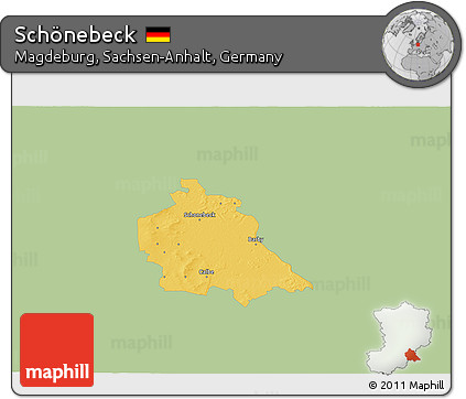 Savanna Style 3D Map of Schönebeck, single color outside
