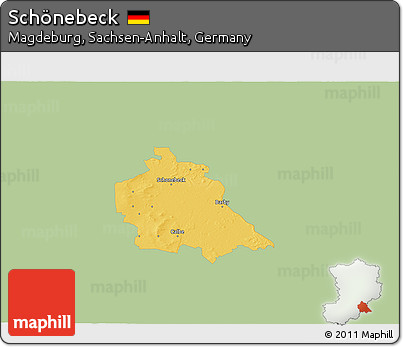 Savanna Style 3D Map of Schönebeck, single color outside