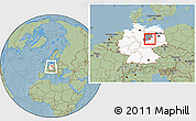 Savanna Style Location Map of Schönebeck, highlighted country, highlighted parent region, within the entire country, hill shading