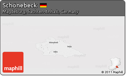 Silver Style Panoramic Map of Schönebeck, single color outside