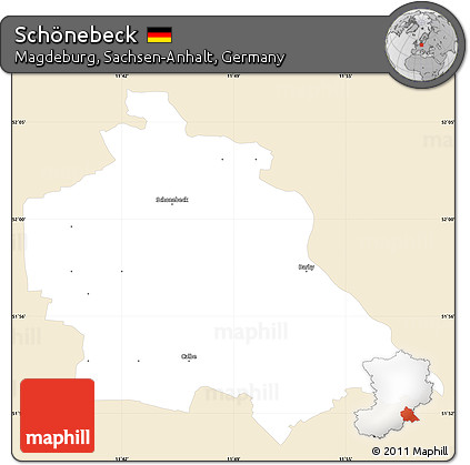 Classic Style Simple Map of Schönebeck, single color outside
